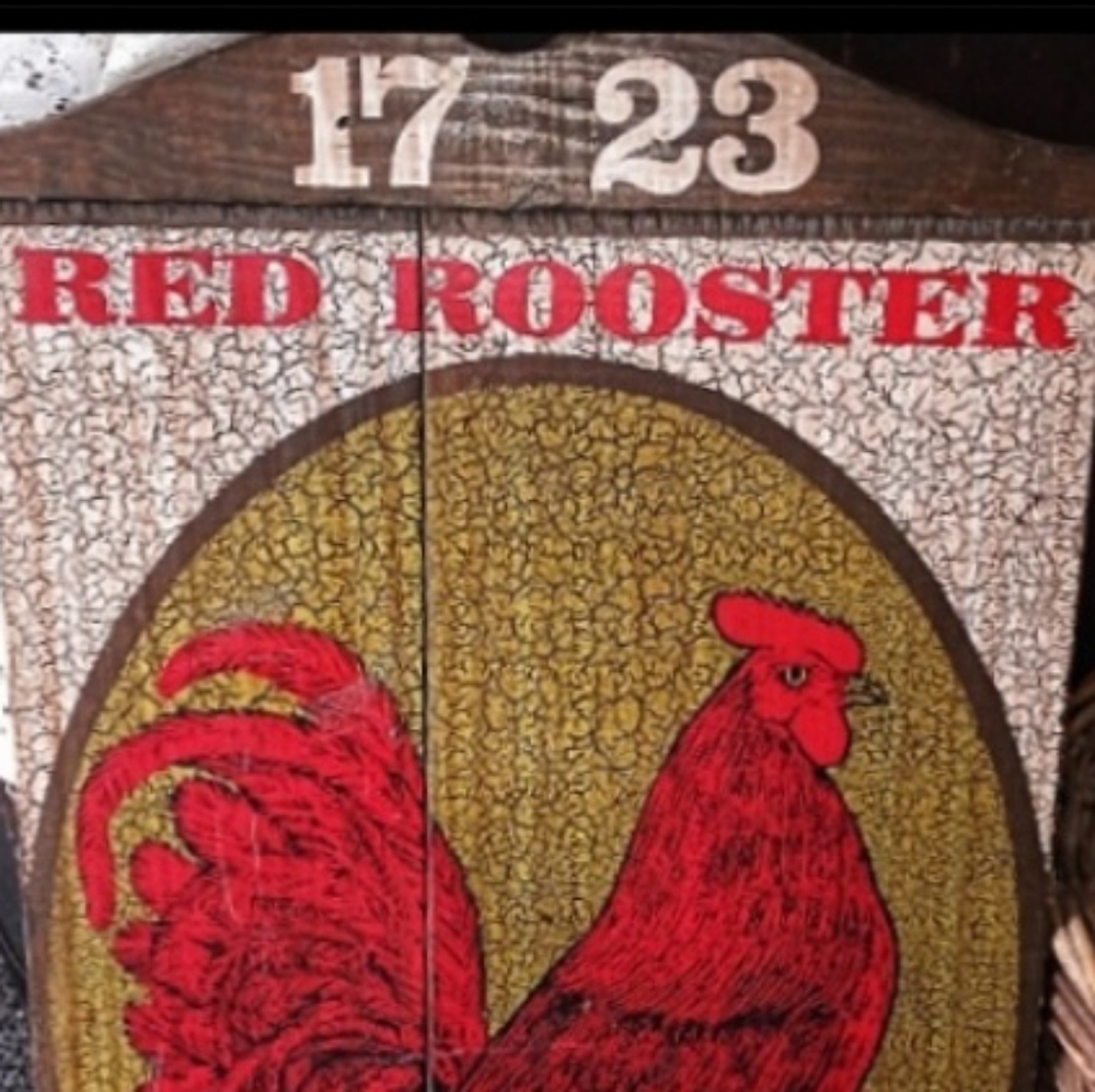 VINTAGE 11" BY 22" RARE VINTAGE TAVERN ROOSTER ON A WOOD BOARD~(LARGE) - Picture 4 of 17